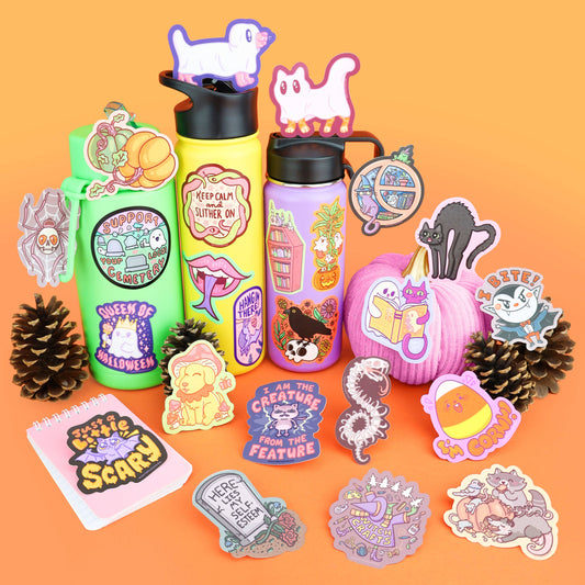 Spooky Halloween Window, Cat, Cute, Vinyl Sticker