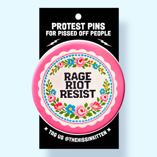 RAGE RIOT RESIST Pin