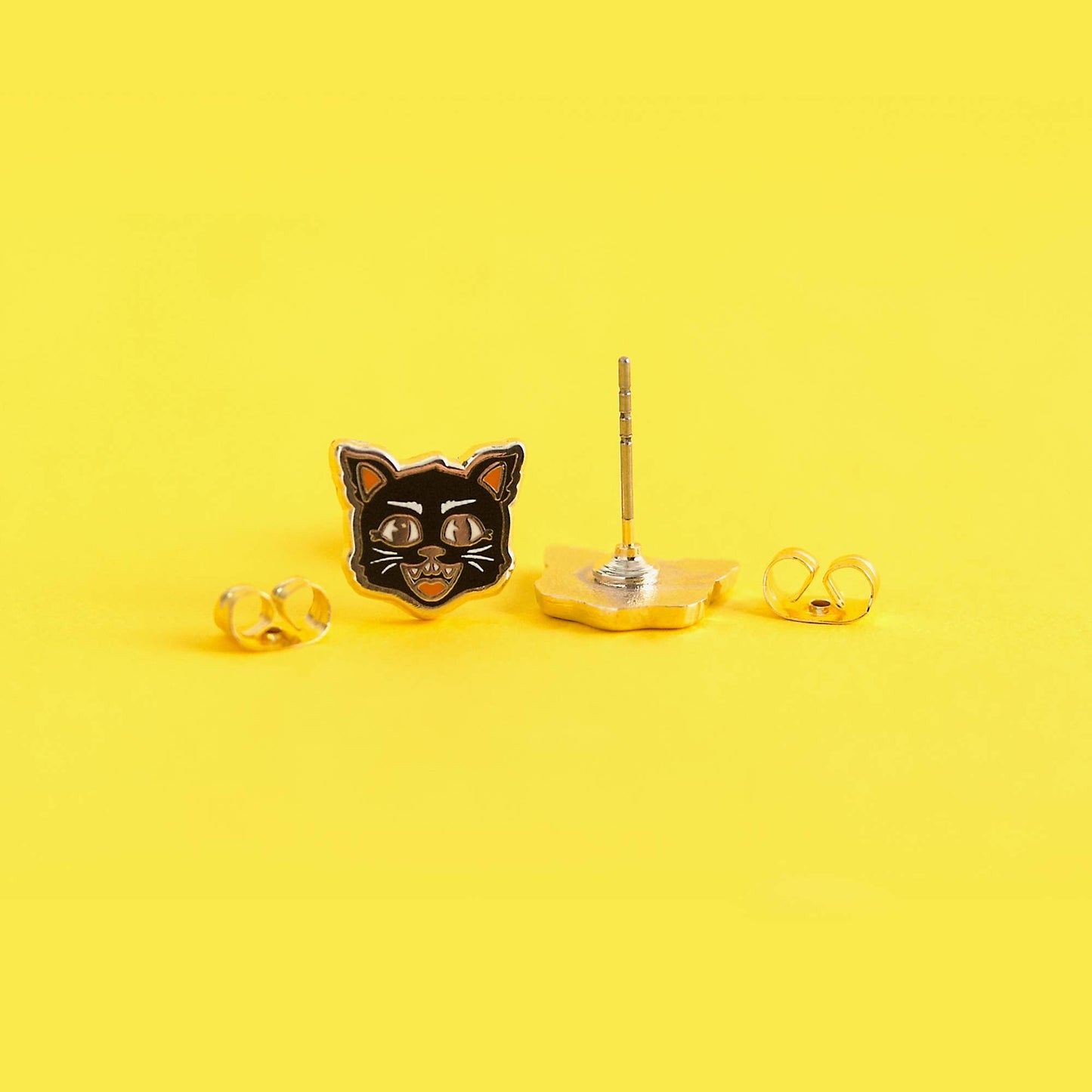 Black Cat Earring Studs