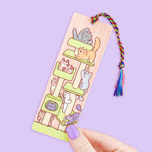 Cat Tower Bookmark with Tassel