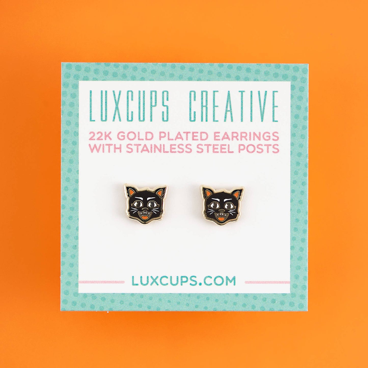 Black Cat Earring Studs