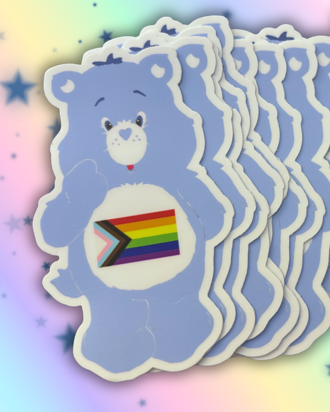 Progress Pride Care Bear Rainbow Sticker