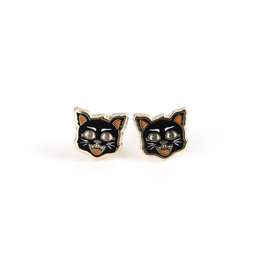 Black Cat Earring Studs