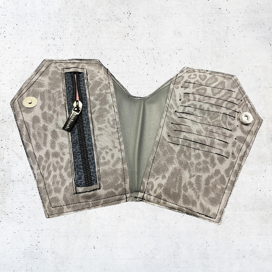 Grey Leopard Large Wallet