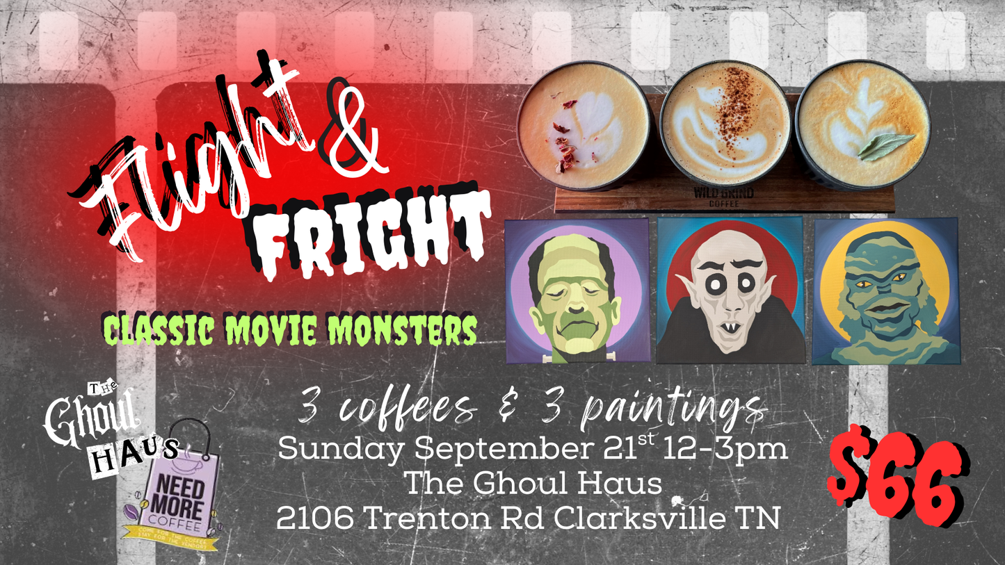 Flight & Fright: Classic Movie Monsters Paint & Coffee