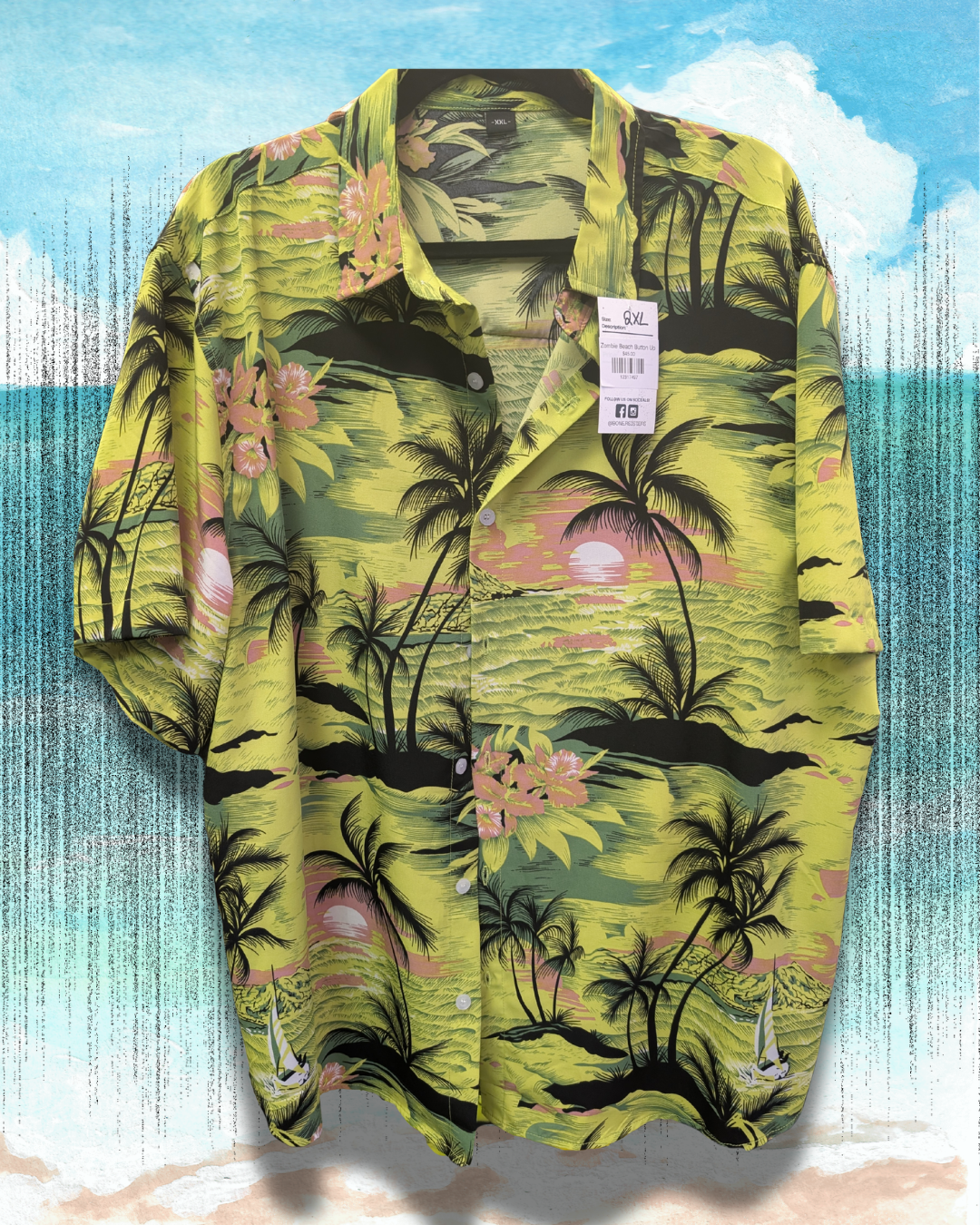 Hang 10 Zombie Button up Adult Shirt