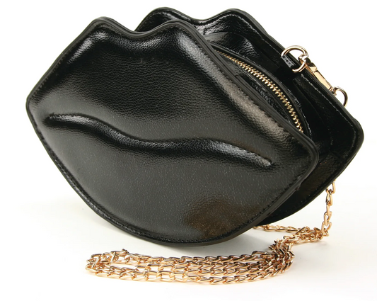 Lips Cross Body Bag - Black