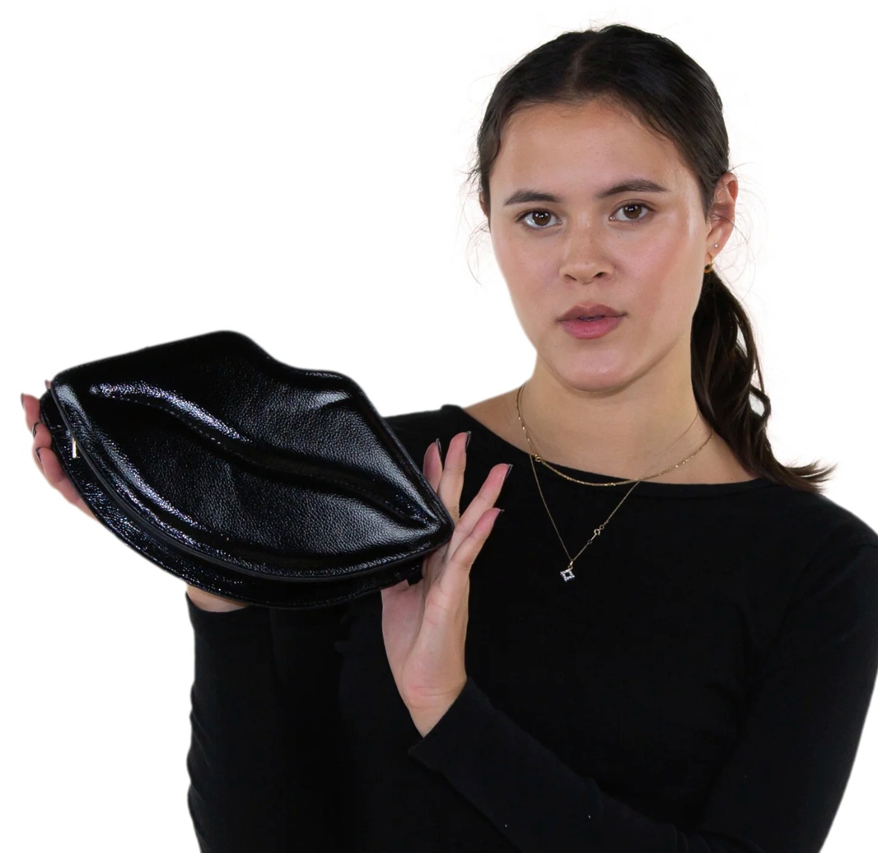 Lips Cross Body Bag - Black