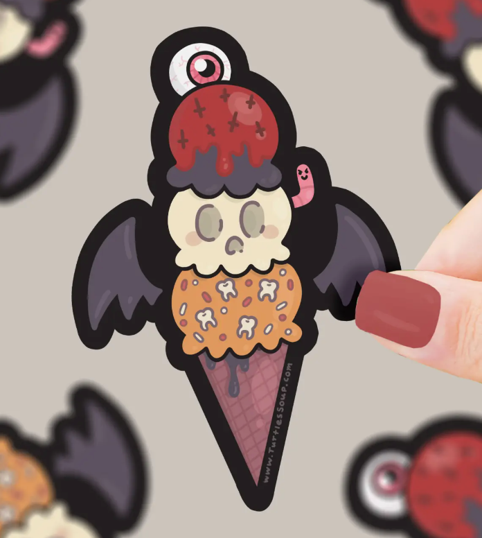Very Scary Ice Cream Cone Vinyl Sticker