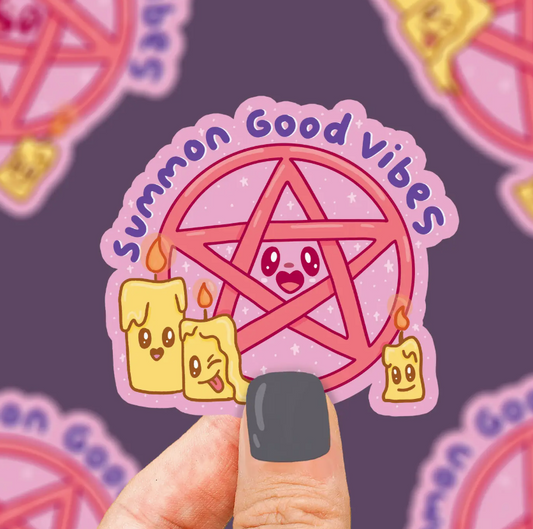 Summon Good Vibes Pentagram Gothic Kawaii Vinyl Sticker