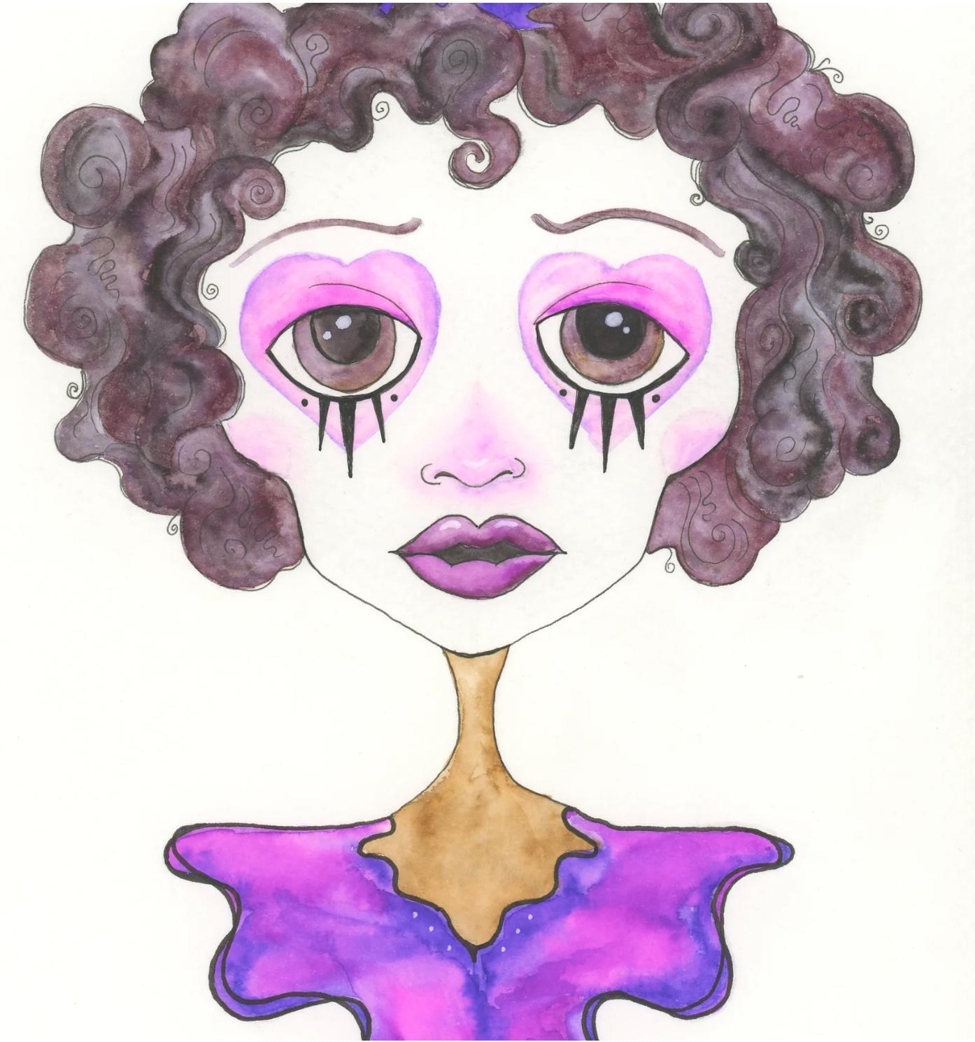 Purple Clown Girl Art Print