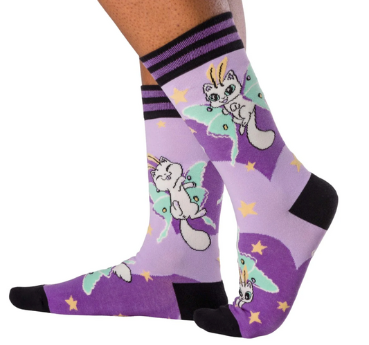 Kitty Moth Crew Socks