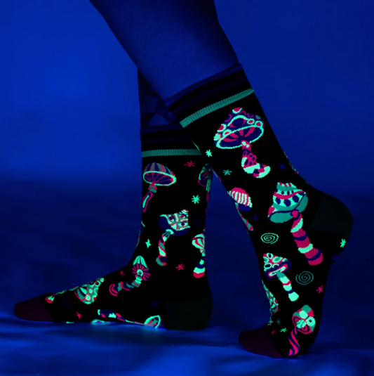 Funky Fungi UV-Reactive Crew Socks