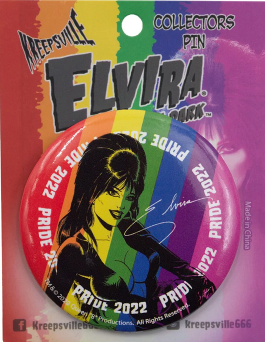 Elvira Pride Comic Large Round Button Pin