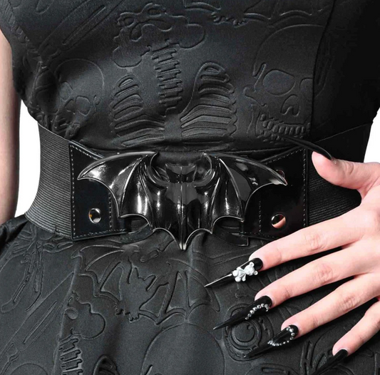 Elastic Waist Belt Bat Black