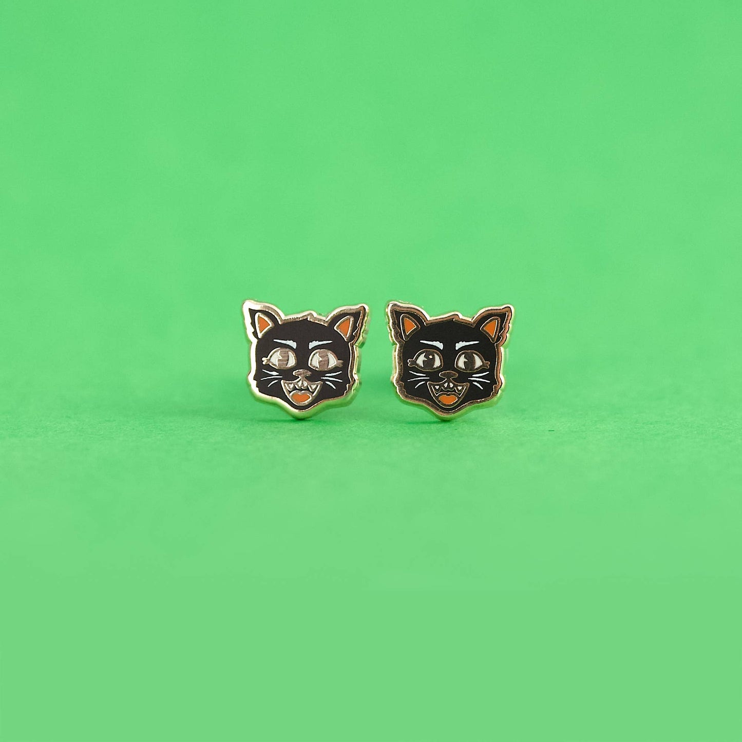 Black Cat Earring Studs