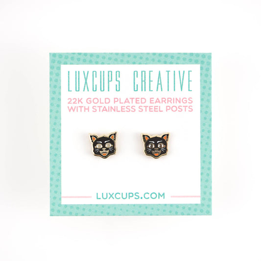Black Cat Earring Studs
