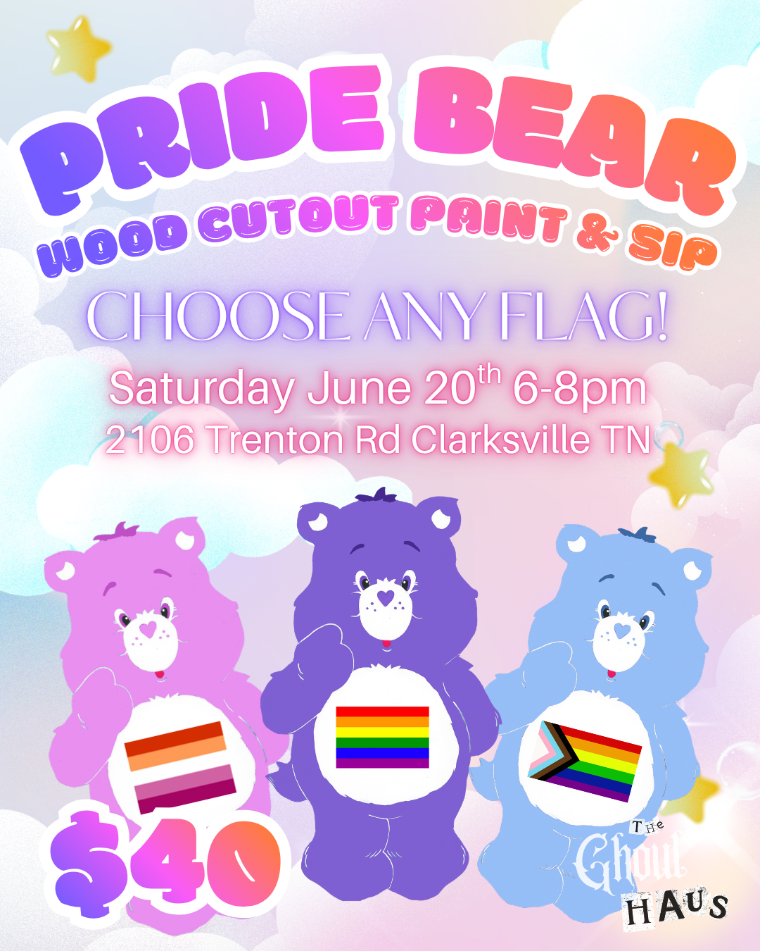 Pride Bear Wood Cutout Paint & Sip