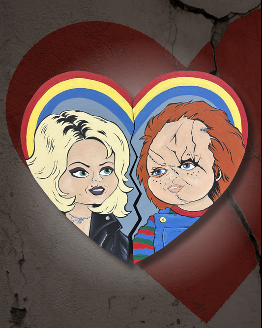 Chucky and Tiffany Broken Heart Wood Wall Art