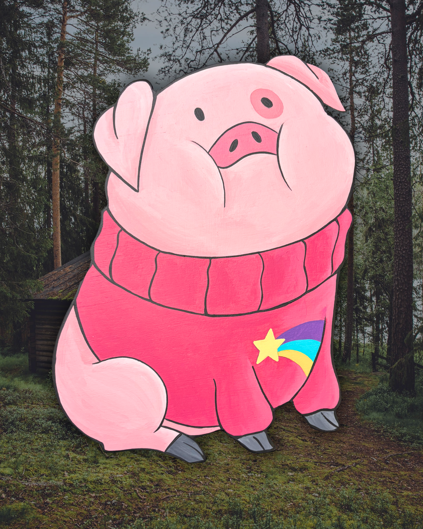 Waddles Pig Gravity Falls Wood Cutout Artwork