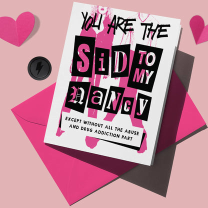 Sid Vicious & Nancy Funny Love Card, Sex Pistols Punk Card