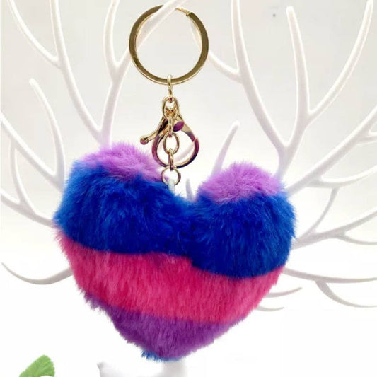 Bi Pride Plush Heart Keychain
