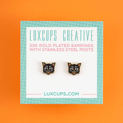 Black Cat Earring Studs