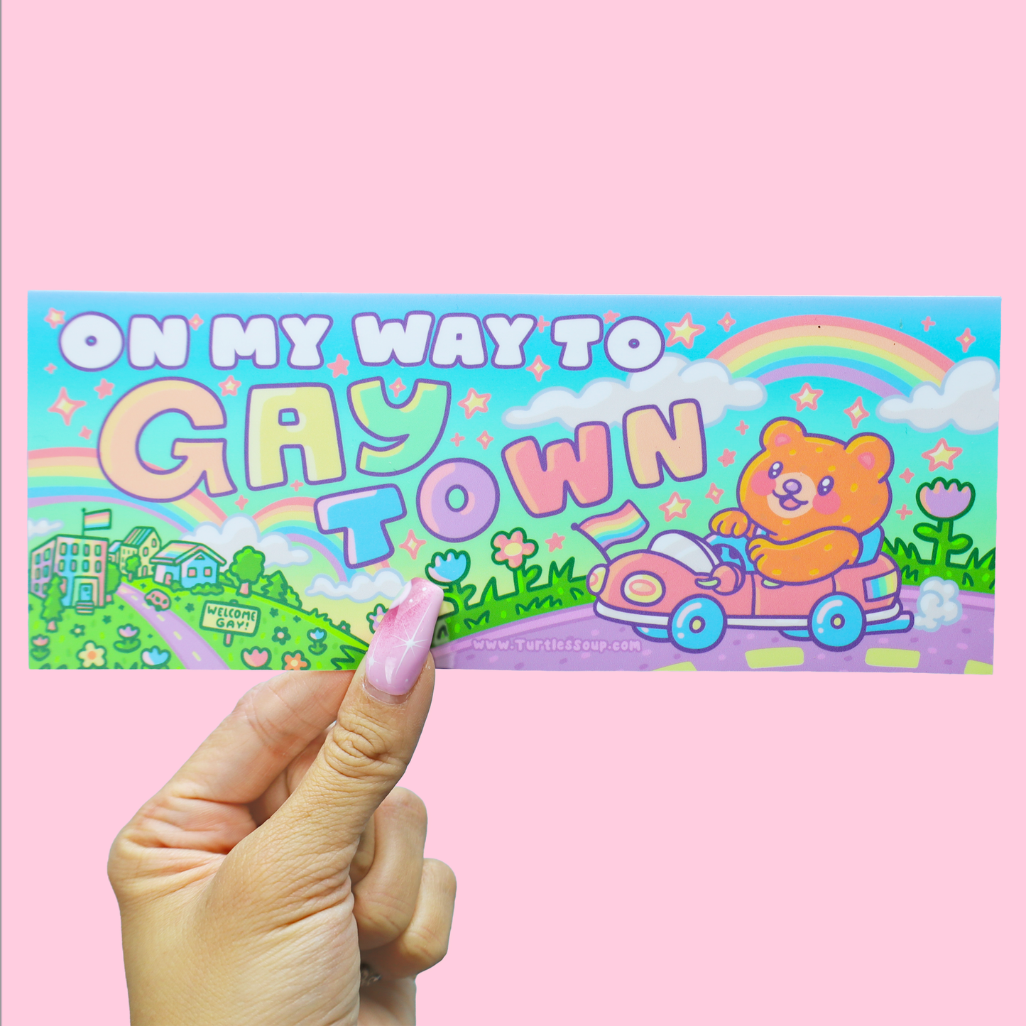 On My Way To Gay Town, Funny, Pride, Car, Bumper Sticker