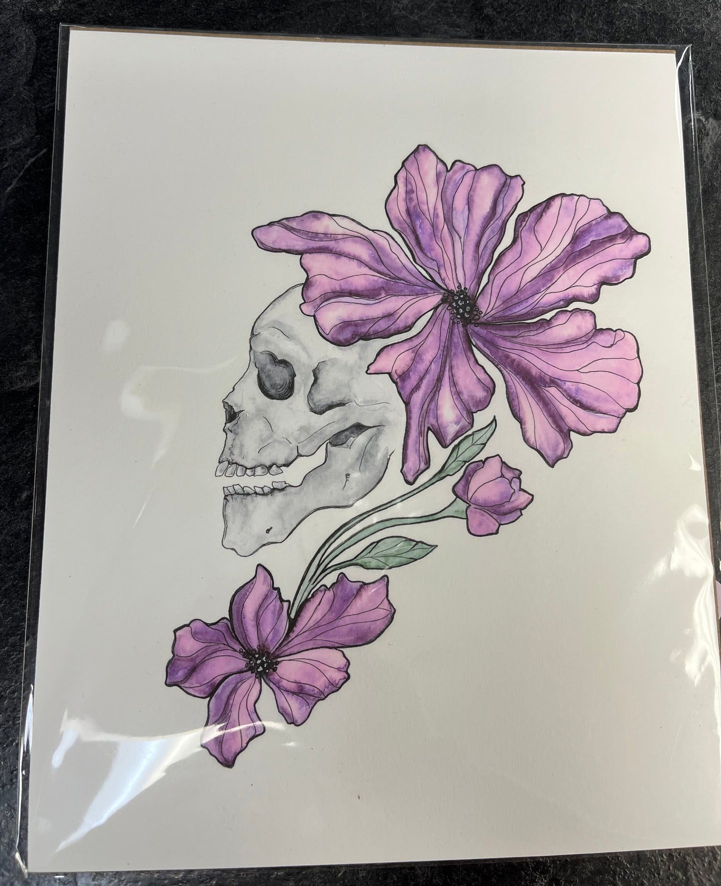 Skull and Flowers Art Print