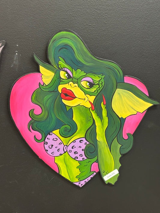 Greta Gremlin Wood Cut-Out Original Painting