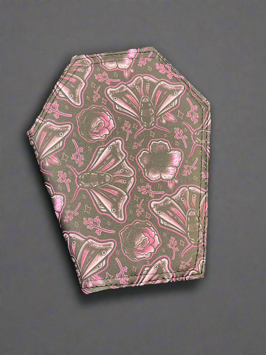 Black Pink Moth Coffin Wallet Large
