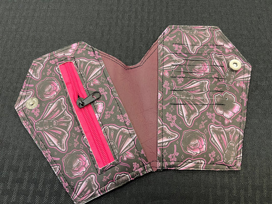 Black Pink Moth Coffin Wallet Large