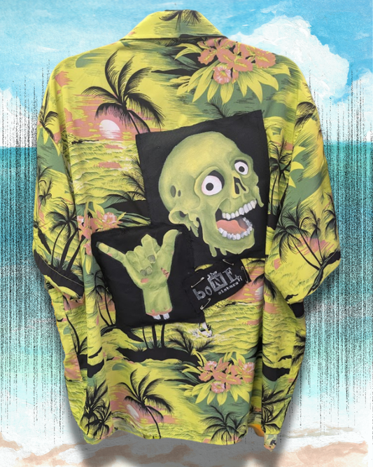 Hang 10 Zombie Button up Adult Shirt