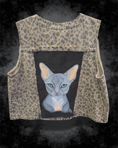 Sphinx Cat Animal Print Adult Vest - Handpainted