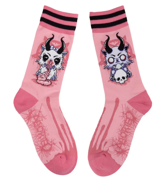Bubblegum Death Kitty Crew Socks