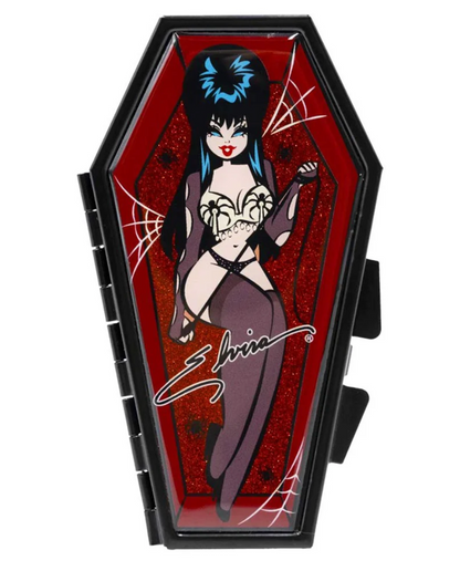 Elvira Spider Red Glitter Coffin Compact Mirror