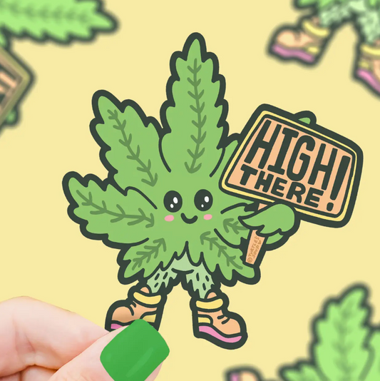 High There 420 Cannabis Marijuana Leaf Funny Vinyl Sticker
