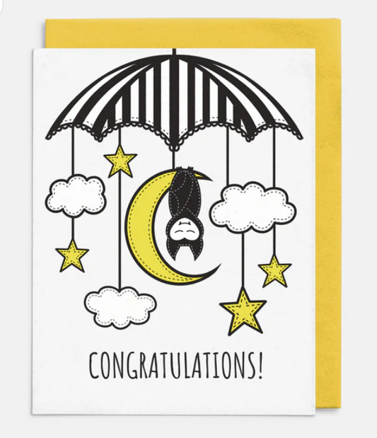 Congratulations Baby Bat Mobile Card