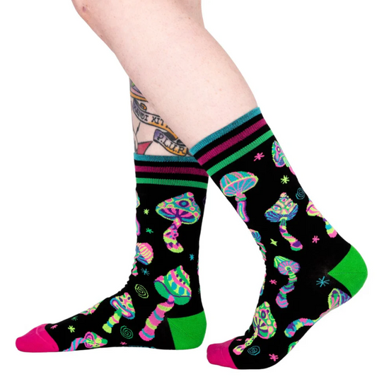 Funky Fungi UV-Reactive Crew Socks