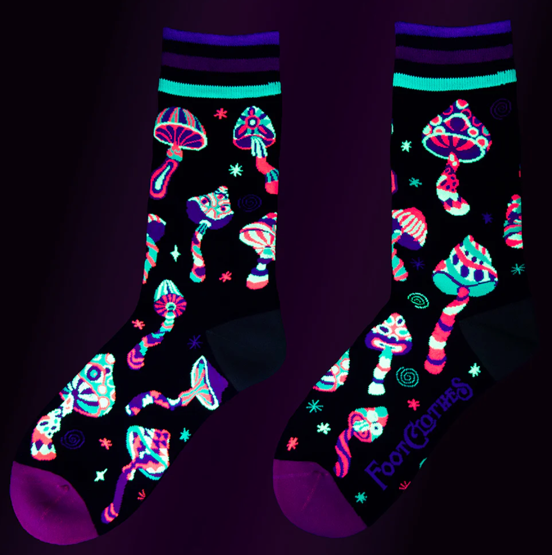 Funky Fungi UV-Reactive Crew Socks