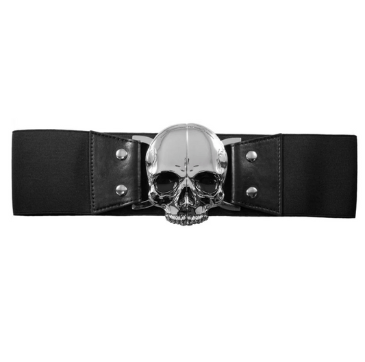 Elastic Waist Belt Skull Black