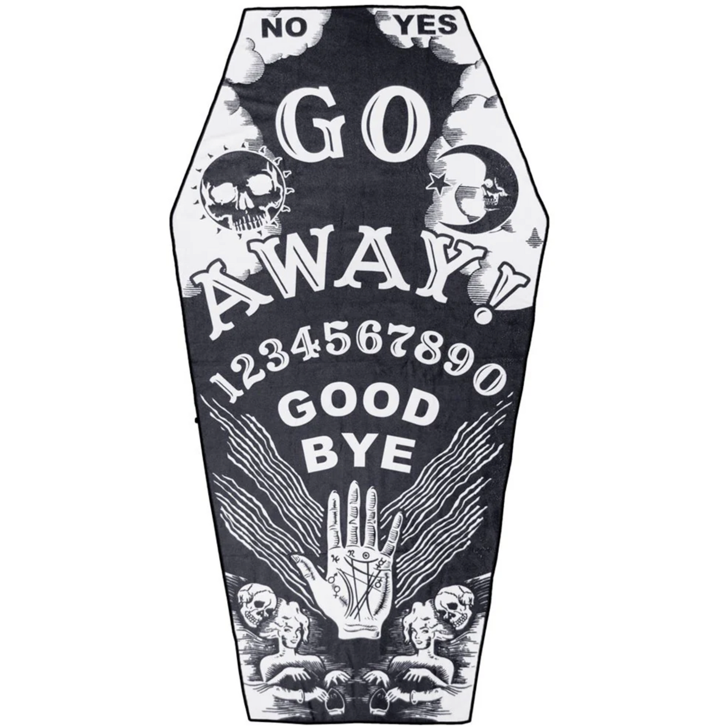 Go Away Ouija Coffin Beach Towel