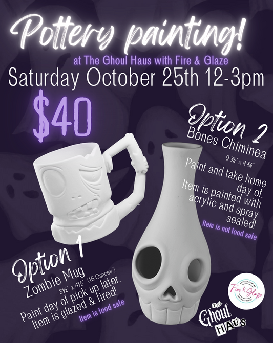 Pottery Painting Class w/ Fire & Glaze