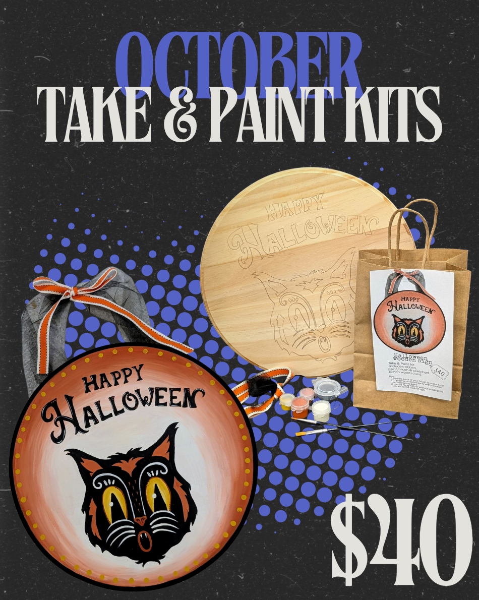 Take & Paint Kit: Halloween Door Hanger Vintage Cat