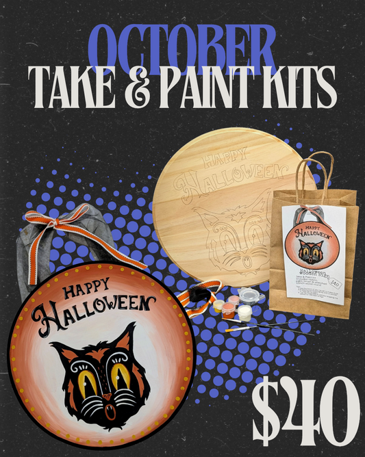 Take & Paint Kit: Halloween Door Hanger Vintage Cat