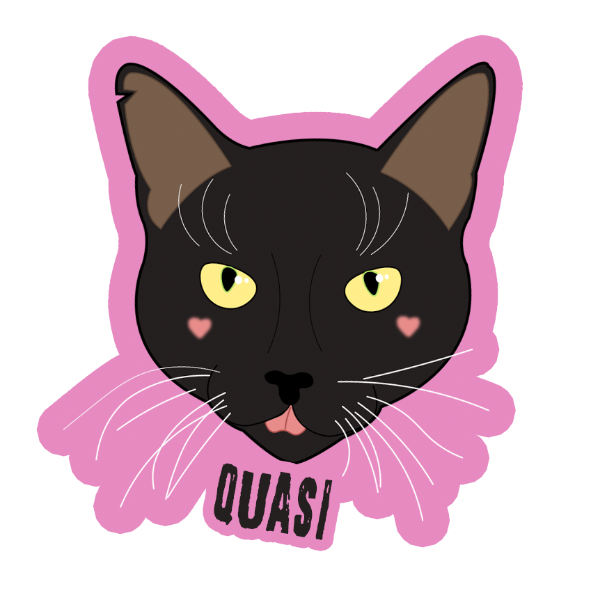 Quasi Black Cat Care Donation Sticker