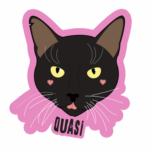 Quasi Black Cat Care Donation Sticker