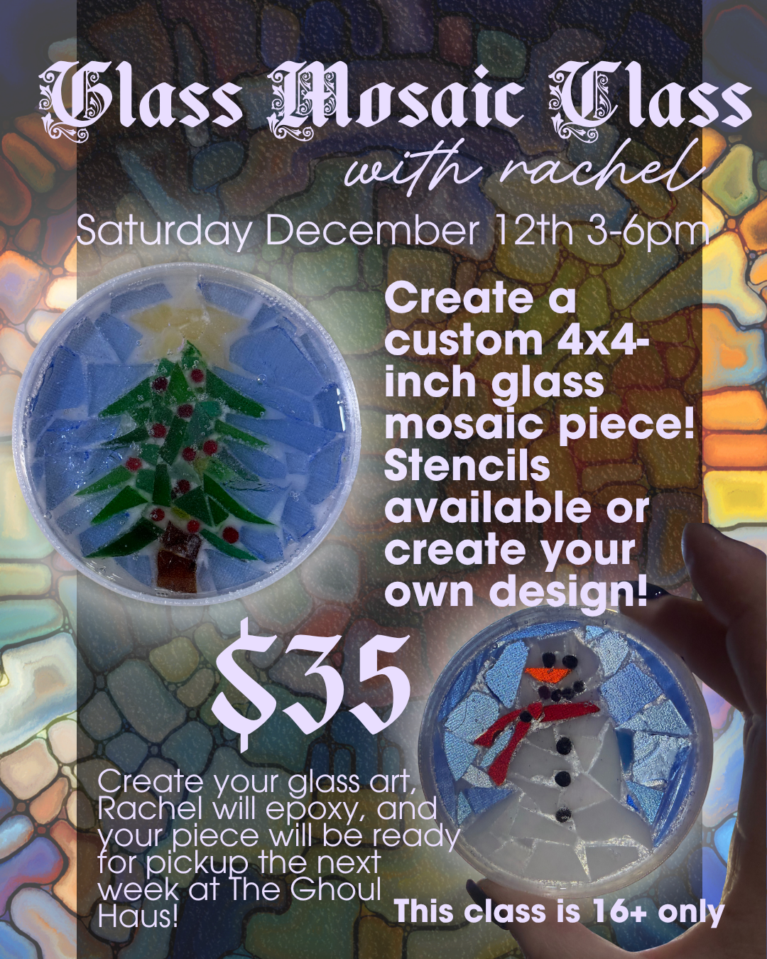 Glass ornament making with Rachel